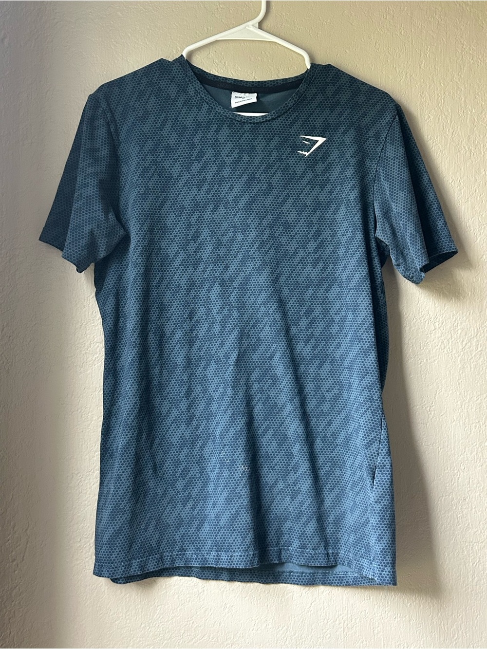 Gymshark Men’s Dark Blue Micro-Pattern Short Sleeve Tee